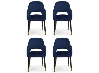 Luxe 4x stoelen Luxe blauw keukenmeubilair Designer eetkamerstoel Houten meubels