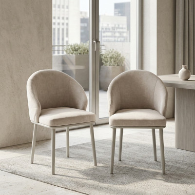 Moderne eetkamer Witte 2x stoelen Ontwerper keuken gestoffeerde zitmeubels