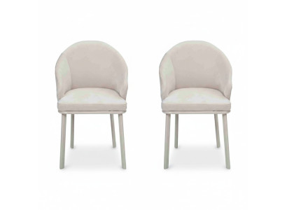 Moderne eetkamer Witte 2x stoelen Ontwerper keuken gestoffeerde zitmeubels