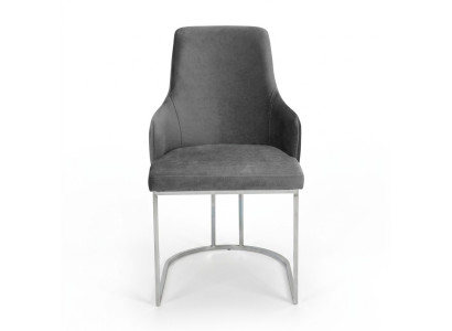 Grijze gestoffeerde metalen stoel - Luxe eetkamerstoelen - Keukenmeubels