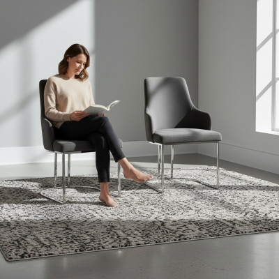 Grijze 2 eetkamerstoelen Gestoffeerde stoelen Luxe eetkamer set van 2