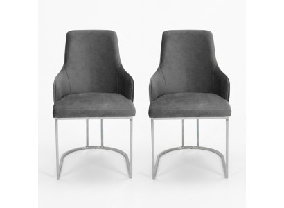 Grijze 2 eetkamerstoelen Gestoffeerde stoelen Luxe eetkamer set van 2