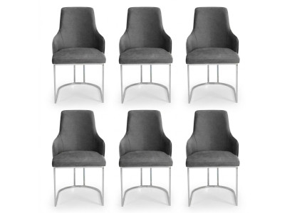 Moderne grijze 6 stoelen metalen eetkamerstoel designmeubels luxe stoelen