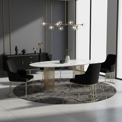 Ontwerper Zwarte 4x Metalen Stoelen Luxe Roestvrij Staal Beklede Meubelen