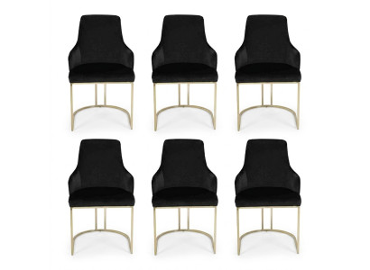 Luxus 6x Stoelen Zwart Eetkamerstoel Designer Meubels Modern Stoelen Nieuw