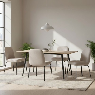 Groep set stoelen 4x stoelen set textiel bekleding zitting roestvrijstalen eetkamer nieuw.