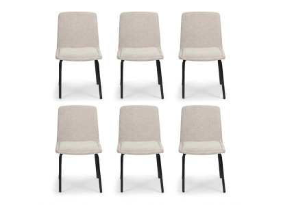 Garnituur Metaal Rugkussen Wit Stoel Eetkamer Stof Set 6x Fauteuil Stoel