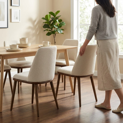 Witte eettafel set Designer 4x keukenstoelen Luxe zitmeubelen Houten frame