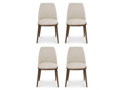 Witte eettafel set Designer 4x keukenstoelen Luxe zitmeubelen Houten frame