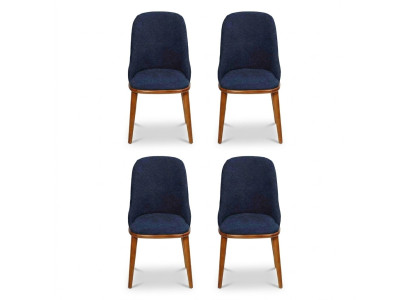 Stijlvolle blauwe eetkamerstoelen met designer houten frame Moderne keukenstoel