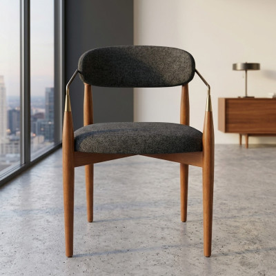 Eetkamerstoel Grijs Stoel met armleuningen Bekleding Luxe meubels