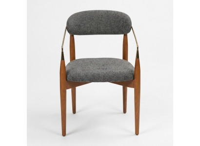 Eetkamerstoel grijs 2x stoelen met armleuningen gestoffeerde inrichting luxe meubilair