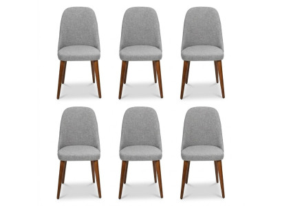Stoelontwerper 6x Stoelen Houten stoel Grijs Eetkamerstoel Luxe Hout Nieuwe meubels