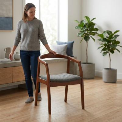 Stoel Bruin Design Woonkamer Eetkamer Hout Stoelen Bekleed met Armleuning