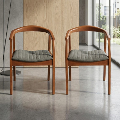 Stoel Bruin Design Woonkamer Eetkamer Hout 2x Stoelen Bekleed met Armleuning