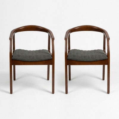 Stoel Bruin Design Woonkamer Eetkamer Hout 2x Stoelen Bekleed met Armleuning