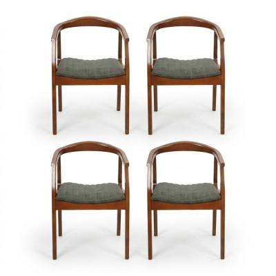 Moderne stoel bruin ontwerp woonkamer eetkamer hout 4x stoelen gestoffeerd nieuw