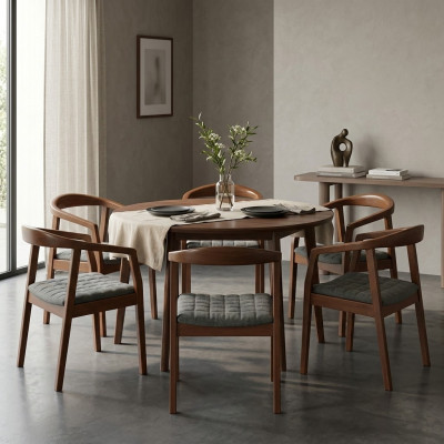 Stoel Bruin Design Woonkamer Eetkamer Hout 6x Stoelen Bekleding Nieuw