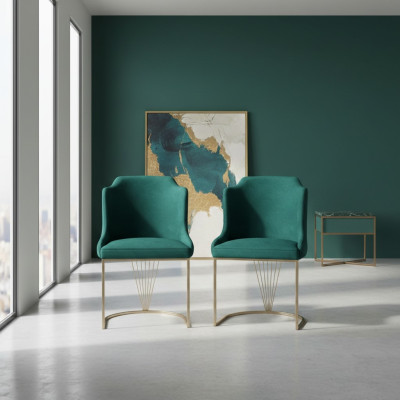 Ontwerper Groene eetkamerstoel 2x stoelen Luxe eenzitter Moderne eetkamer