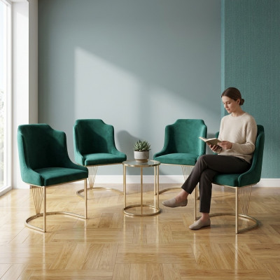 Ontwerper Groene eetkamerstoel 4x stoelen Luxe eenzitter Moderne eetkamer