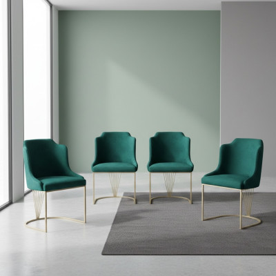 Ontwerper Groene eetkamerstoel 4x stoelen Luxe eenzitter Moderne eetkamer