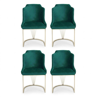 Ontwerper Groene eetkamerstoel 4x stoelen Luxe eenzitter Moderne eetkamer