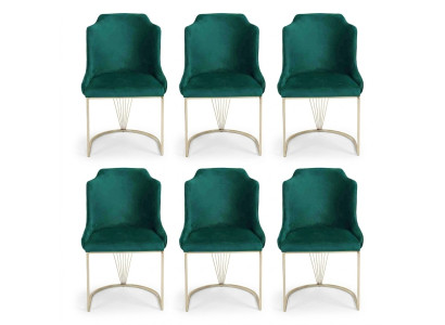 Luxe designer groene eetkamerstoel 6x stoelen enkele zits moderne eetkamer.
