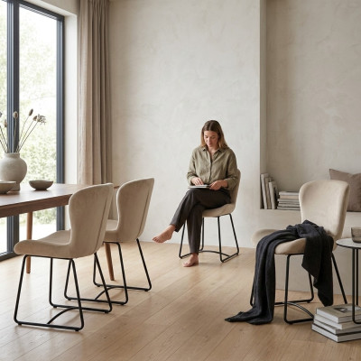 Eetkamerstoel 4x Stoelen Eetkamer Modern Stoelen Metaal Ontwerp Wit