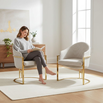 Stijlvolle 2x stoelen gestoffeerde eetkamerstoel metalen keukenstoel wit modern