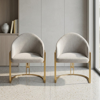 Stijlvolle 2x stoelen gestoffeerde eetkamerstoel metalen keukenstoel wit modern
