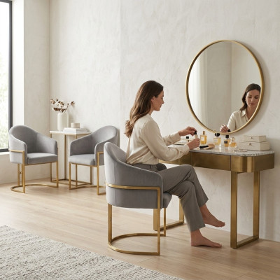 Moderne 6x stoelen Beklede eetkamerstoel Metalen keukenstoel Wit Stijlvol