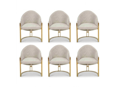 Moderne 6x stoelen Beklede eetkamerstoel Metalen keukenstoel Wit Stijlvol