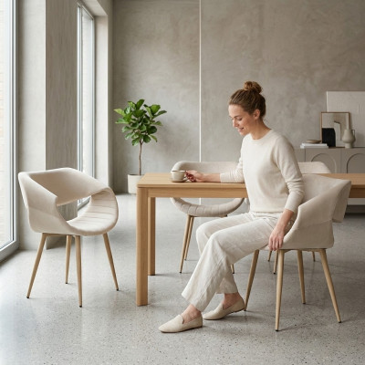 Moderne 4x stoelen gestoffeerde luxe fauteuil leunstoel eetkamer woonkamer nieuw