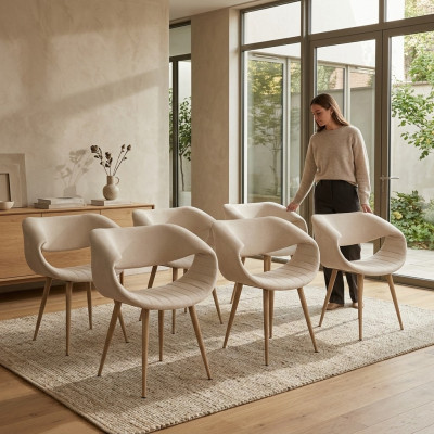 Luxe stoelen 6x gestoffeerd Moderne Witte Stoel Stoel Eetkamer Woonkamer nieuw