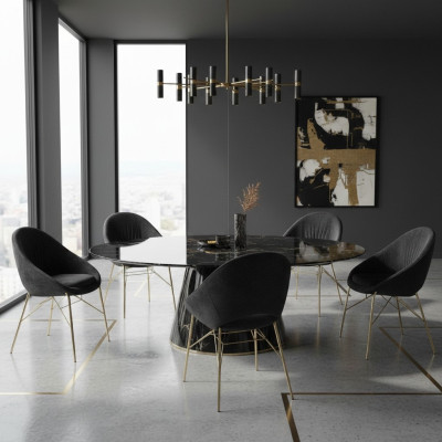 Moderne Design Zwart 6x Stoelen Zonder Armleuning Eetkamer Luxe Meubels