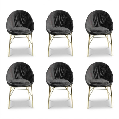 Moderne Design Zwart 6x Stoelen Zonder Armleuning Eetkamer Luxe Meubels