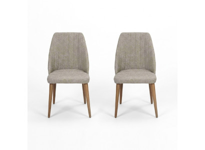 Moderne 2x stoelen gestoffeerde luxe fauteuil grijze stoel leunstoel eetkamer