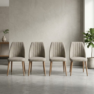 Moderne Grijze 4x Stoelen Gestoffeerde Luxe Stoel Fauteuil Eetkamerstoel