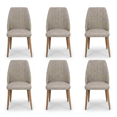 Moderne 6x stoelen gestoffeerde luxe fauteuil Grijs stoel eetkamerstoel