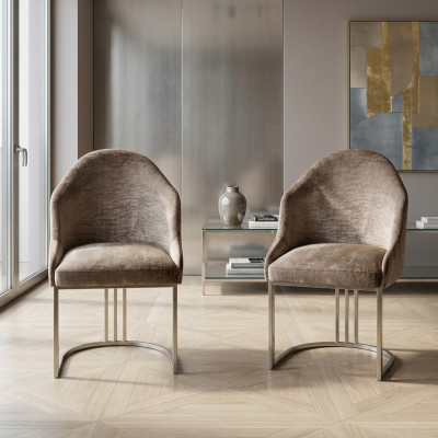 Eetkamerstoel Luxe Modern 2x stoelen Textiel Ontwerp Metaal Stoel Meubels