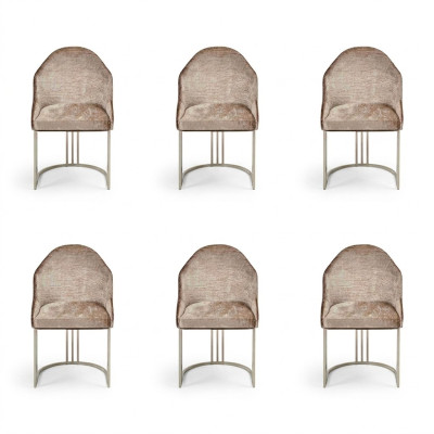 Luxe eetkamerstoel 6x stoelen textielontwerp metaal eigentijds stoelmeubilair