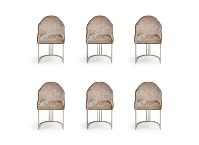 Luxe eetkamerstoel 6x stoelen textielontwerp metaal eigentijds stoelmeubilair