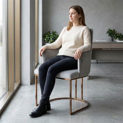 Moderne eetkamerstoel Keukenstoelen Luxe designstoel Leunstoelen Grijs Nieuw