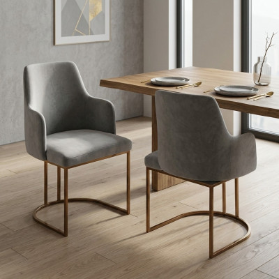 Moderne eetkamerstoel keukenstoelen Luxe ontwerp 2x stoelen Armstoelen Grijs Nieuw