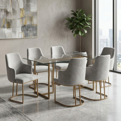 Luxe grijze eetkamerstoelen stijlvolle keukenstoelen Moderne design 6x stoelen nieuw
