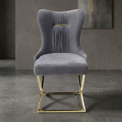Eetkamerstoelen, luxe fauteuil, grijze stoel, leunstoel, nieuw woonkamermeubilair