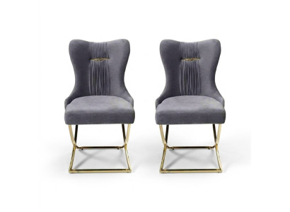 Eetkamer 2x stoelen Luxe fauteuil Stoel Grijs Leunstoel Woonkamer meubels Nieuw