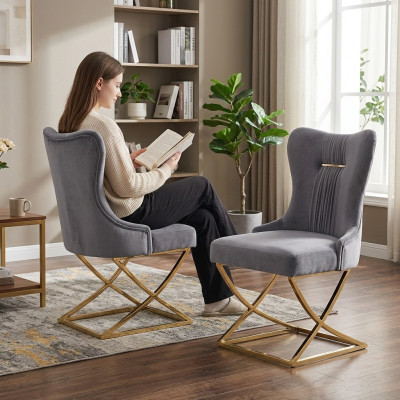 Stijlvolle eetkamer 6x stoelen Luxe fauteuil Stoel grijs Fauteuil Woonkamermeubels nieuw