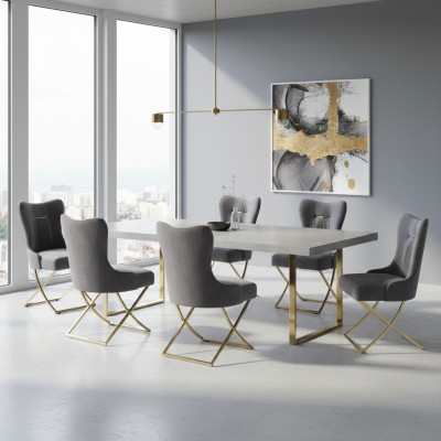 Stijlvolle eetkamer 6x stoelen Luxe fauteuil Stoel grijs Fauteuil Woonkamermeubels nieuw