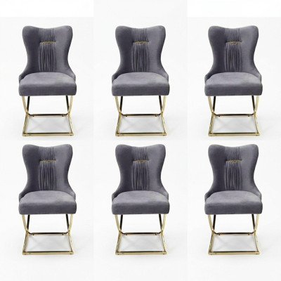Stijlvolle eetkamer 6x stoelen Luxe fauteuil Stoel grijs Fauteuil Woonkamermeubels nieuw